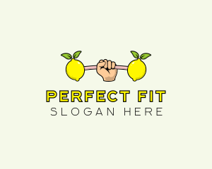 Fitness Lemon Dumbbell logo design