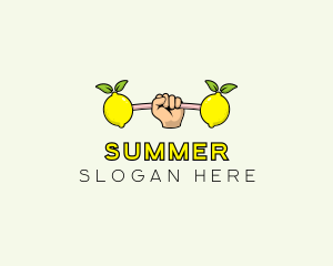 Fitness Lemon Dumbbell logo design