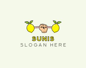 Fitness Lemon Dumbbell logo design