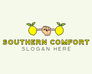 Gym Lemon Dumbbell logo design