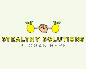 Gym Lemon Dumbbell logo design