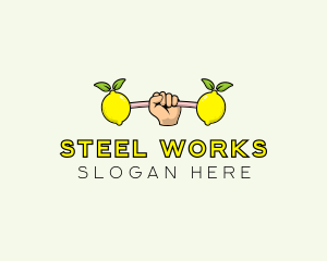 Gym Lemon Dumbbell logo design