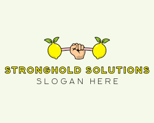 Fitness Lemon Dumbbell logo design