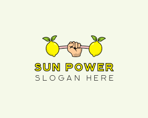 Fitness Lemon Dumbbell logo design