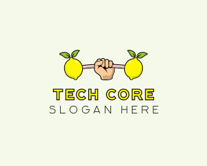 Gym Lemon Dumbbell logo design