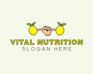 Fitness Lemon Dumbbell logo design