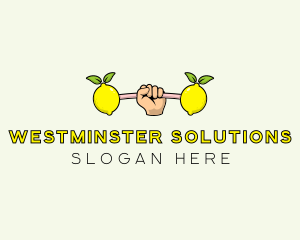 Gym Lemon Dumbbell logo design