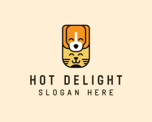 Cute Cartoon Dog Cat logo design