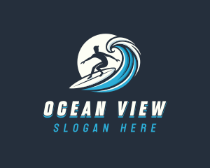 Wave Surfer Man logo design