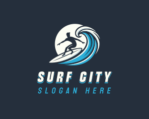 Wave Surfer Man logo design