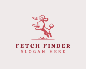 Fetch - Poodle Dog Frisbee logo design