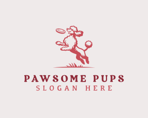 Poodle Dog Frisbee logo design