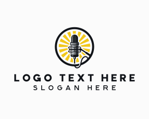 Interview - Media Podcast Microphone logo design