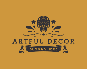 Decorative Ornamental Skull logo design