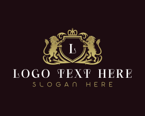 Decorative - Lion Shield Crown logo design