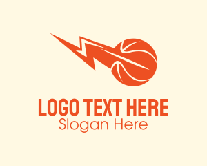 Sports Network - Orange Basketball Lightning logo design