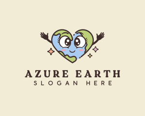 Cute Heart Earth logo design