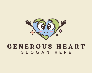 Cute Heart Earth logo design