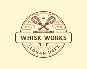 Baking Whisk Rolling Pin logo design