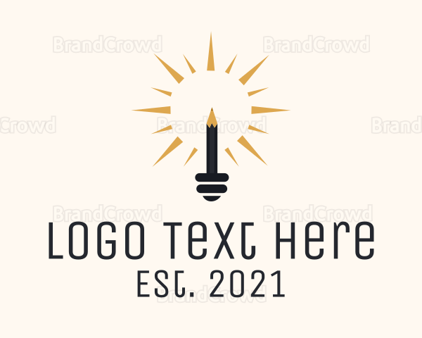 Pencil Light Bulb Logo