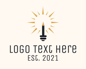 Writter - Pencil Light Bulb logo design