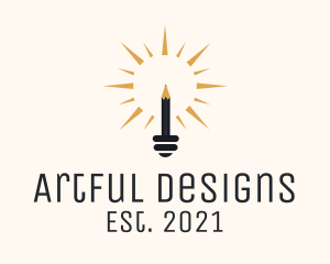 Pencil Light Bulb  logo design