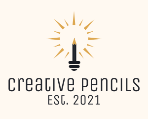 Pencil Light Bulb  logo design