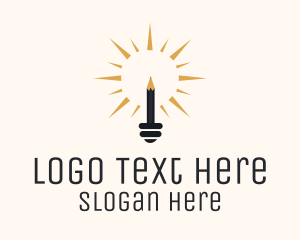 Pencil Light Bulb  Logo