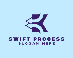 Processing - Arrow Logistic Letter K logo design