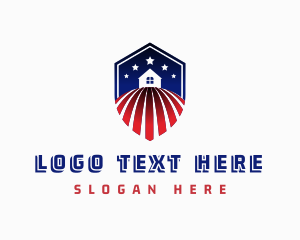 Residential - Stars and Stripes House Shield logo design