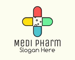 Pharmacology - Colorful Capsule Vitamins logo design