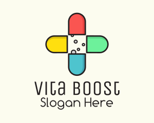 Vitamins - Colorful Capsule Vitamins logo design