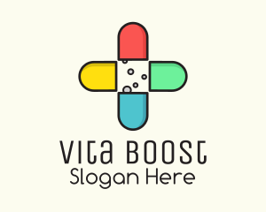 Colorful Capsule Vitamins logo design