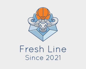 Line - Basketball Bull Line logo design