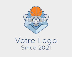 Basketball Bull Line logo design