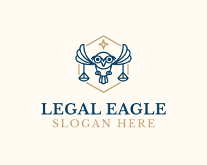 Lawmaker - Owl Justice Scales logo design