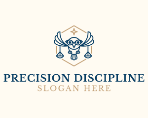 Discipline - Owl Justice Scales logo design