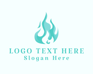 Heating - Blue Fire Flame Fuel logo design