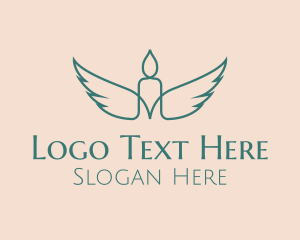 Teal - Candle Handicraft Wings logo design