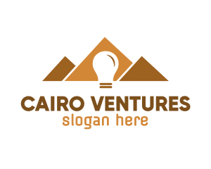 Cairo - Ancient Pyramid Light Bulb logo design