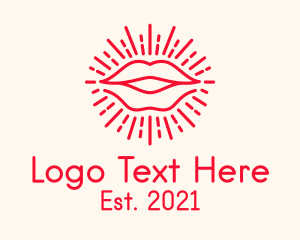 Cosmetologist - Red Lips Sunrays logo design