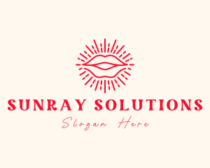 Red Lips Sunray logo design