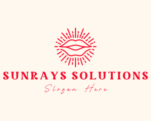 Red Lips Sunray logo design