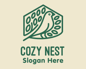 Nesting - Green Birdhouse Monoline logo design