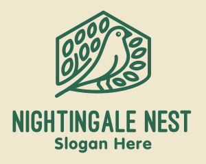 Nightingale - Green Birdhouse Monoline logo design