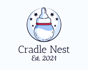 Cradle - Moon Baby Bottle logo design