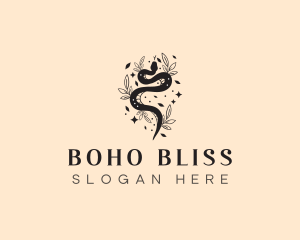 Floral Snake Boho logo design