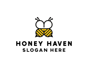 Bee Four Leaf Clover logo design