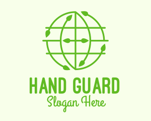 Glove - Green Nature Conservation Globe logo design