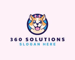 Pet Dog Ribbon Grooming logo design